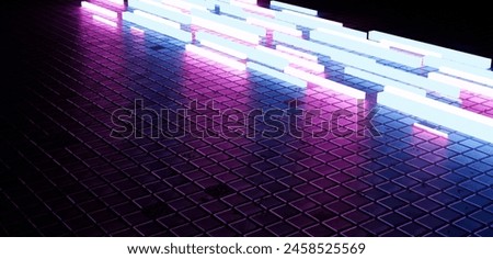 Neon light bar background laser bar 3D illustration