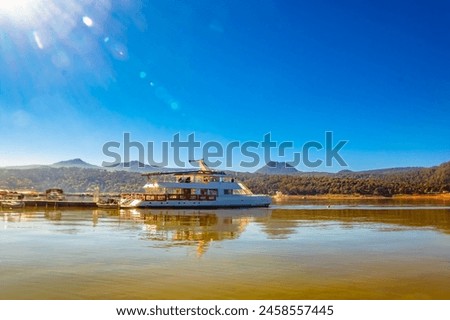 Yacht on a lake on a sunny day in Valle de Bravo state of Mexico 