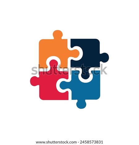 abstract puzzle pieces logo coming together in harmony