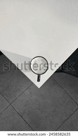Indulge in the simplicity of coffee culture with this captivating image. A subtle reflection of a coffee sign dances on a sleek surface, juxtaposed against a minimalist photo of a coffee. Royalty-Free Stock Photo #2458582635