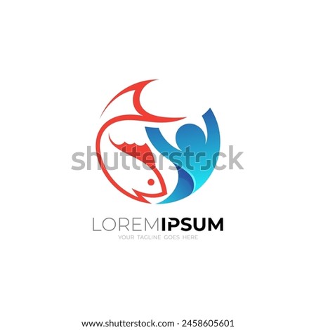 People design and fish icon, abstract logos