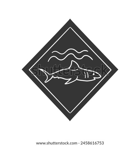 Shark Signal Icon Silhouette Illustration. Caution Vector Graphic Pictogram Symbol Clip Art. Doodle Sketch Black Sign.