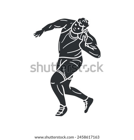 Shot Put Icon Silhouette Illustration. Sports Vector Graphic Pictogram Symbol Clip Art. Doodle Sketch Black Sign.