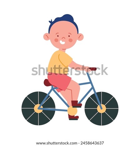 boy riding bicycle isolated design