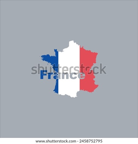 France map and flag color design on gray background