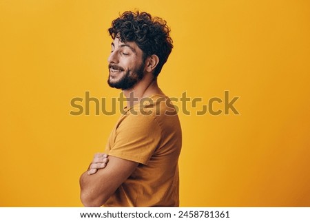 Man positive looking young portrait guy happy background adult person face white expression emotion cool