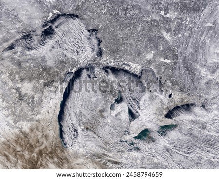 Cloud streets on the Great Lakes. Cloud streets on the Great Lakes. Elements of this image furnished by NASA.