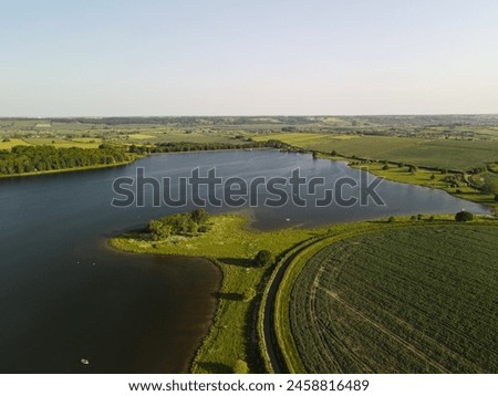 Aerial Photography Of The Landscape,  Sky, Sun, Grass, Fields And Trees