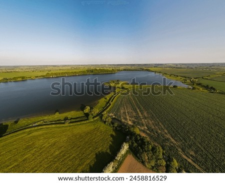 Aerial Photography Of The Landscape,  Sky, Sun, Grass, Fields And Trees
