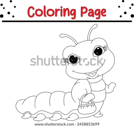cute caterpillar holding bag coloring page for kids and adults