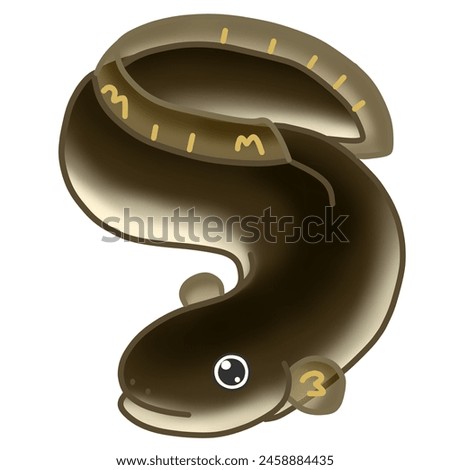Illustration of a deformed black fish named freshwater eel