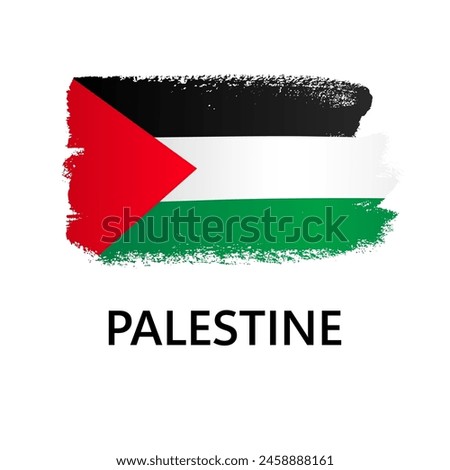National symbols - flag of Palestine isolated on a white background. Hand-drawn illustration. Flat style. 
