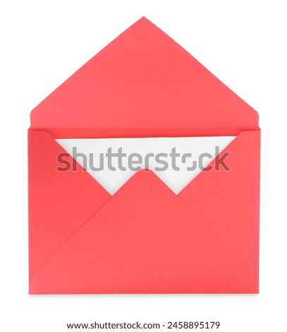 Letter envelope with card on white background