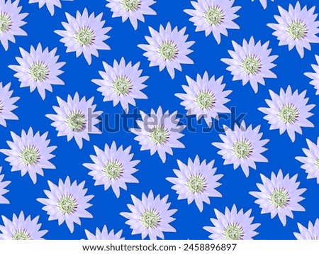 Lotus flowers on a blue background. Seamless pattern.