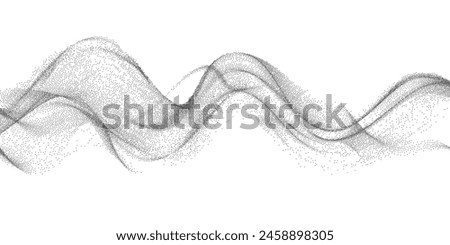 Abstract gradient dynamic wave of particles. Black dotwork grain texture, abstract stipple sand effect. Vector illustration .