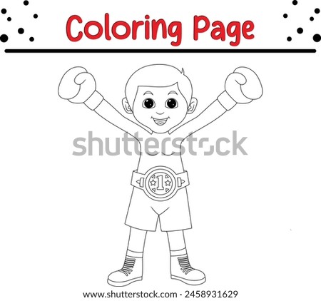 boy boxing champion coloring book page for children