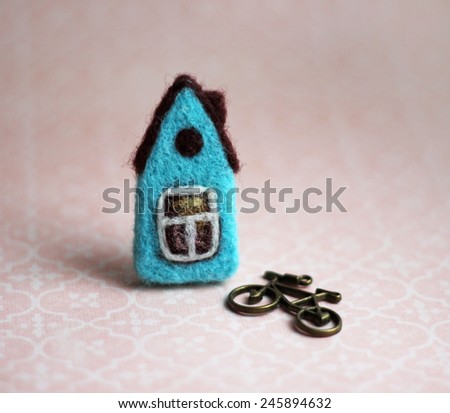 turquoise house and bicycle. real estate