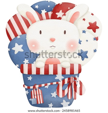 Animals and balloons in Independence Day watercolor clip art	
