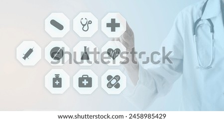 young woman nurse or doctor is using innovative technologies in order to manage her work in the hospital
