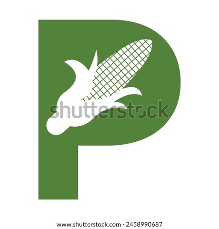 Corncob Logo combine with letter P vector template Royalty-Free Stock Photo #2458990687
