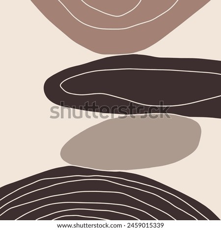 Simple hand drawn trendy brown beige calm palette shapes composition. Abstract minimalistic details. Monochrome print for clothes, interior poster, textile, wall mural and other. Vector fashion