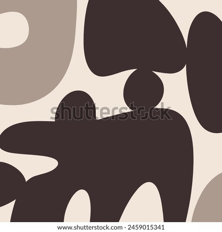 Simple hand drawn trendy brown beige calm palette shapes composition. Abstract minimalistic details. Monochrome print for clothes, interior poster, textile, wall mural and other. Vector fashion