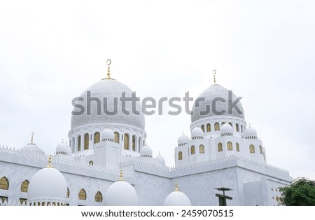 White Islamic Mosque Dome Architecture of Syeikh Zayed Mosque Royalty-Free Stock Photo #2459070515