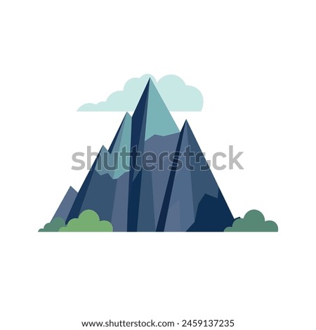 Mountain landscape silhouette, mountains geology clip art, colorful nature elements