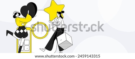 Use red envelopes to attract new customers and promote activity. Flat vector character concept illustration
