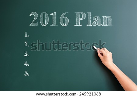 2016 plan written on blackboard