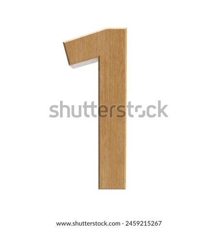 wooden number 1 on a white background