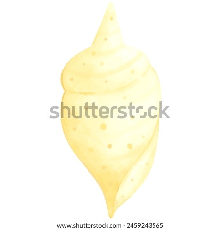Yellow shell summer sea collection.Watercolor illustration and cartoon style pastel ocean illustration isolated
