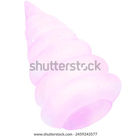 Pastel Purple Shell summer sea collection.Watercolor illustration and cartoon style pastel ocean illustration isolated