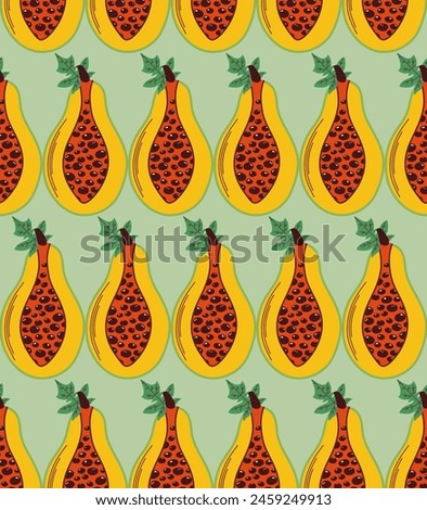 Papaya. Seamless pattern. Textile design, packaging.