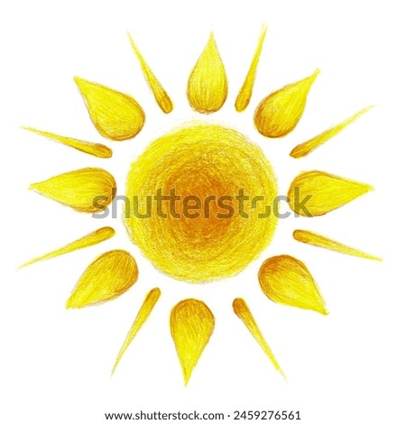 Beautiful yellow and orange color hand drawn sun