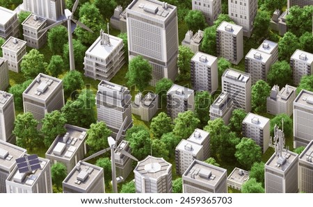 Isometric 3d green city background from above