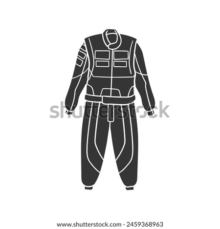 Driver Suit Icon Silhouette Illustration. Racing Vector Graphic Pictogram Symbol Clip Art. Doodle Sketch Black Sign.