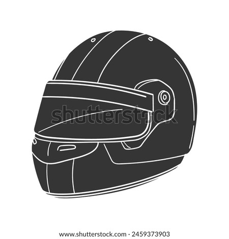 Racing Helmet Icon Silhouette Illustration. Protection Vector Graphic Pictogram Symbol Clip Art. Doodle Sketch Black Sign.