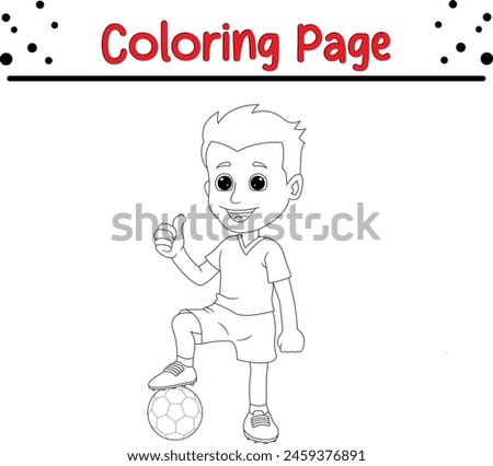 boy soccer player waving coloring page for kids and adults
