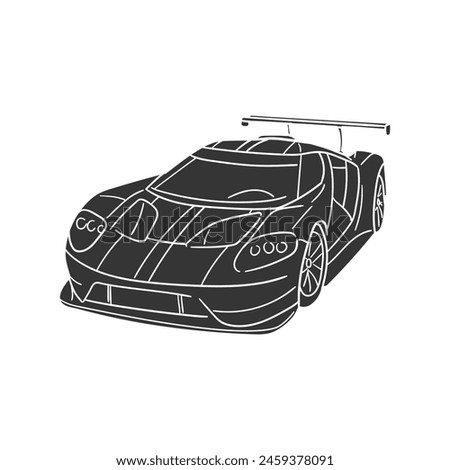 Racing Car Icon Silhouette Illustration. Auto Vector Graphic Pictogram Symbol Clip Art. Doodle Sketch Black Sign.