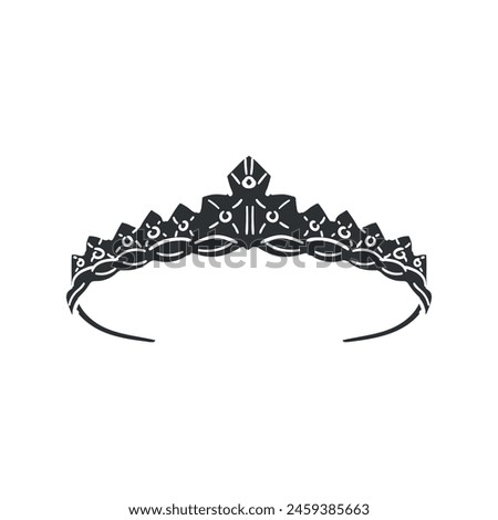 Princess Crown Icon Silhouette Illustration. Tiara Vector Graphic Pictogram Symbol Clip Art. Doodle Sketch Black Sign.