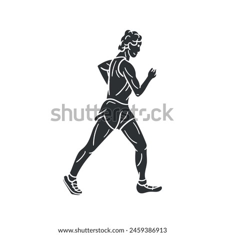 Race Walk Icon Silhouette Illustration. Athletics Vector Graphic Pictogram Symbol Clip Art. Doodle Sketch Black Sign.
