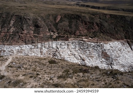 Salt reserve called Salineras de Maras in mountainous area in the Sacred Valley in Peru.