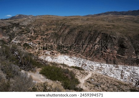 Salt reserve called Salineras de Maras on a mountainside in the Sacred Valley in Peru.