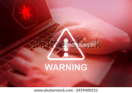 Computer warning alert malware detected in the system; Cyber security concept
