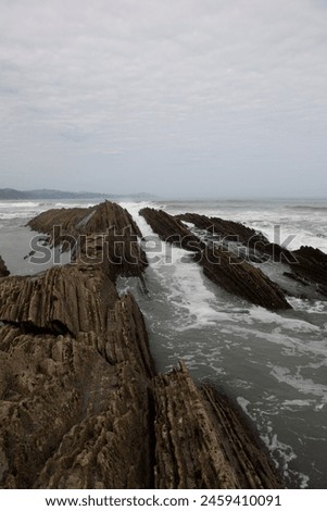 The path of the water between the rocks to the sea