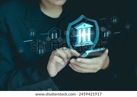 Deposit protection, bank insurance, financial security and bank run prevention concept. Royalty-Free Stock Photo #2459421917