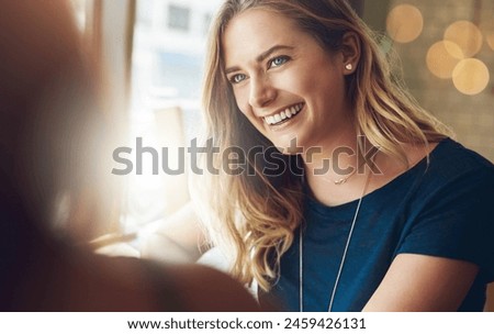 Smile, face and women in coffee shop together for social meeting, business planning or networking. Remote work, partnership and girl friends in cafe with conversation, happiness and connection.