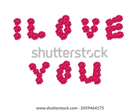 I love you in in red rose isolated in white background