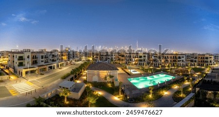 Panoramic View of Port de La Mer by Meraas with Dubai Skyline and Burj Khalifa 